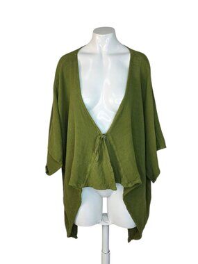 Oh My Gauze! Green Cotton Kimono Cardigan Top, Lightweight, Boho, Lagenlook